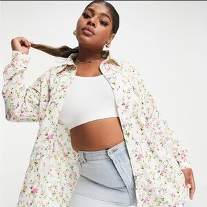 Heartbreak Women’s Plus Size 5X - 22, Floral Button Up Shirt Blouse, NWT